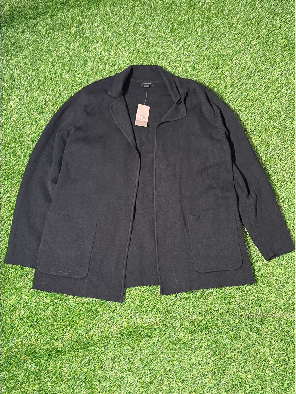 NWT J.Jill Wearever Collection Black Open Front Cardigan Petite M